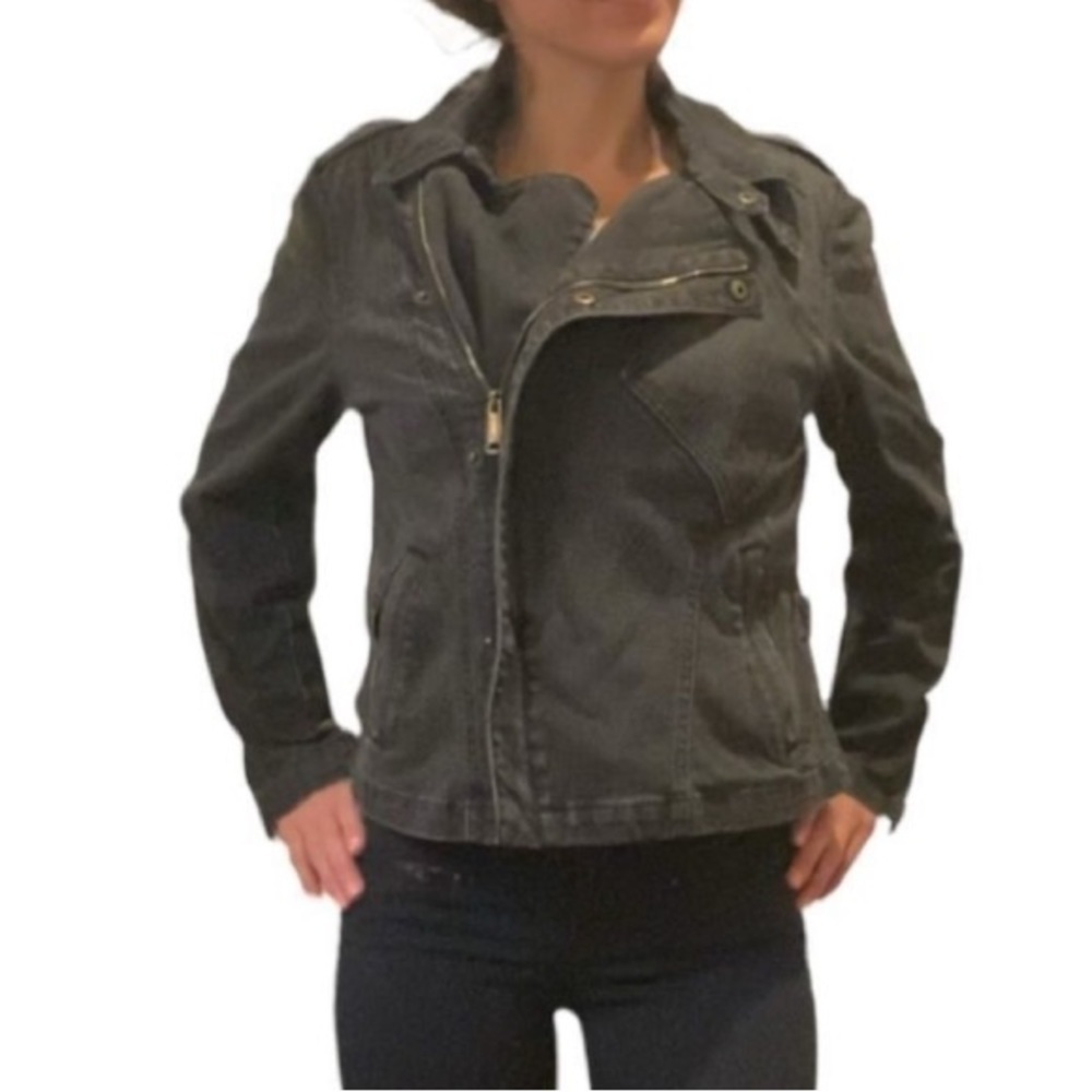 𝅺🌷RALPH Lauren🌷 Dark Denim Asymmetrical Zipper Jacket  